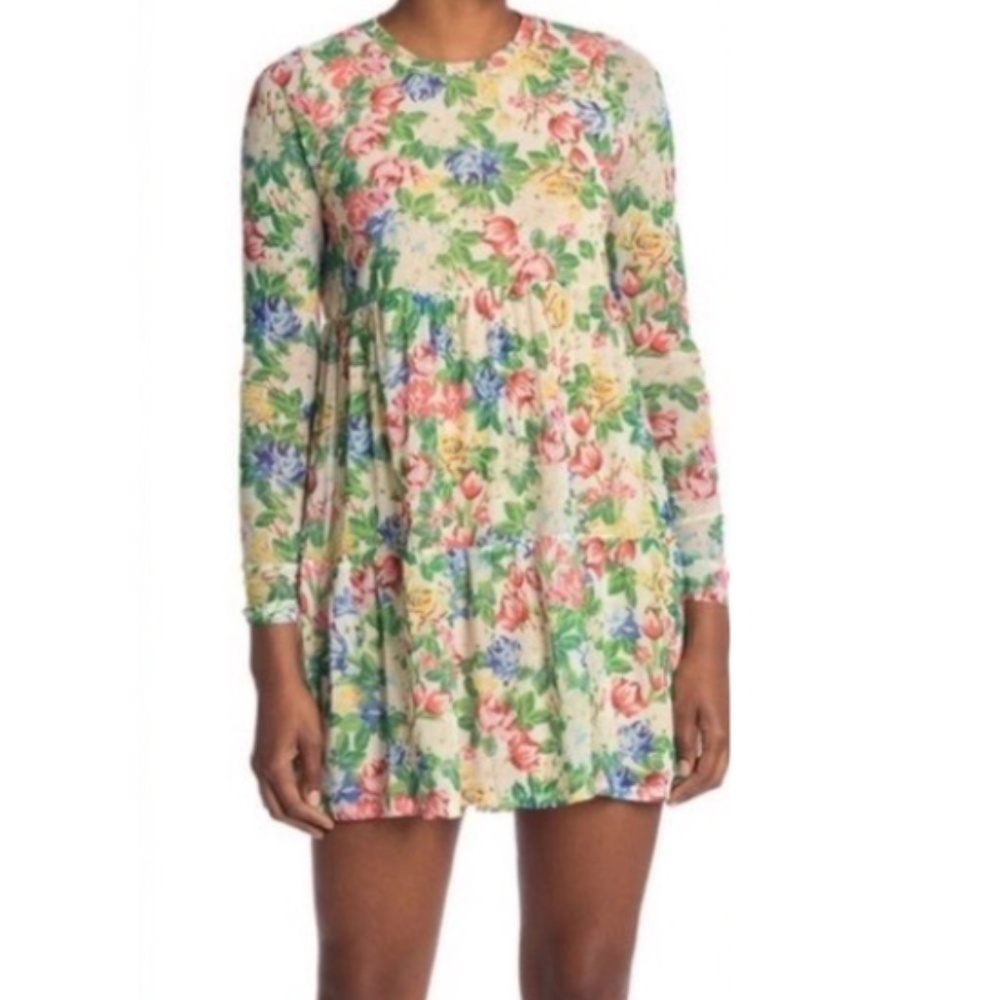 AFRM Floral Long Sleeve Mini Dress | Size XS
